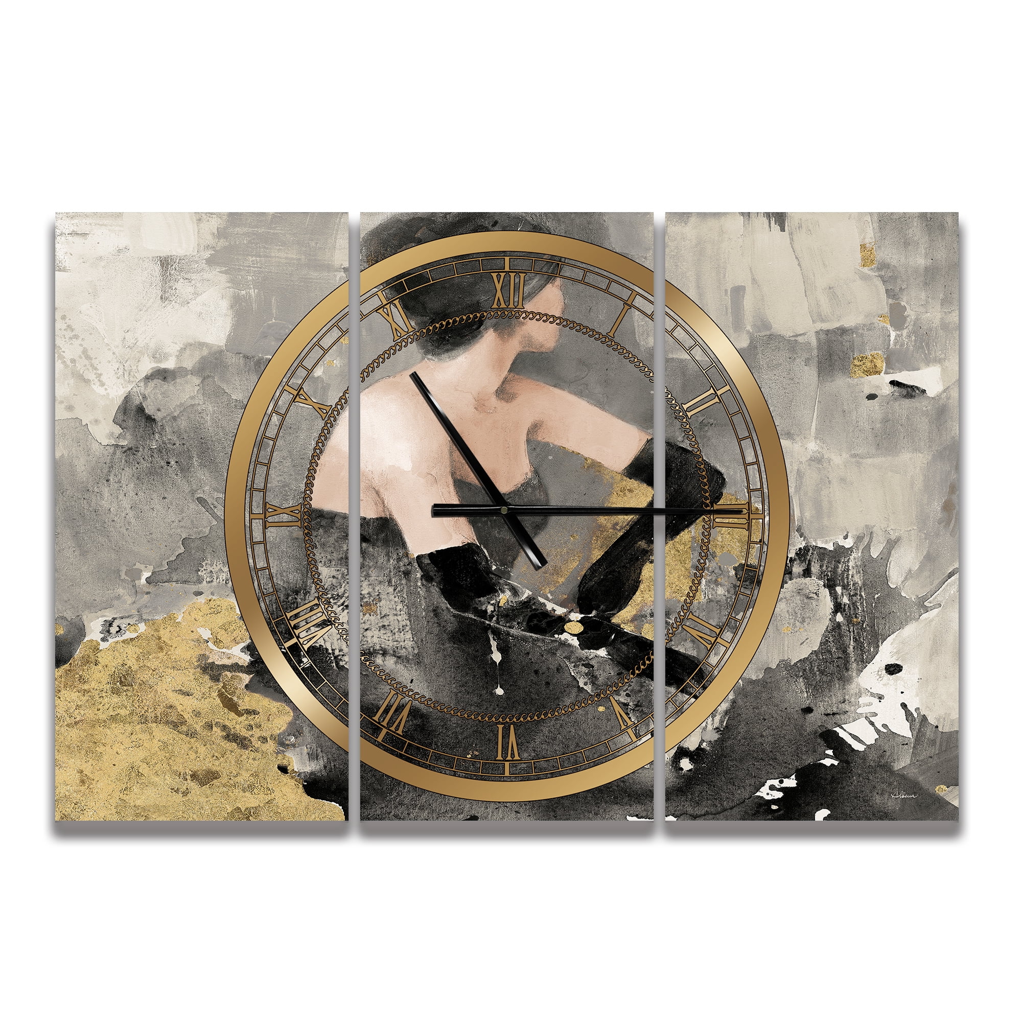 Designart 'Gold Fashion Dance' Traditional Wall Clock
