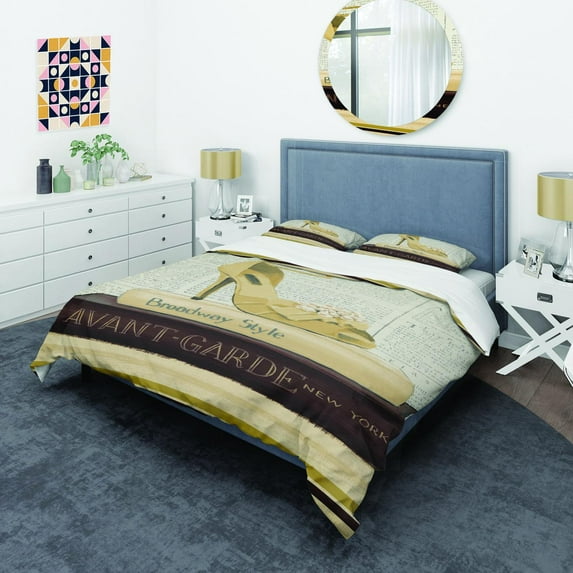 Designart 'Gold Fashion High Hells III' Glam Duvet Cover Set