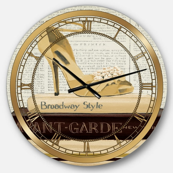 Designart 'Gold Fashion High Hells III' Glam wall clock