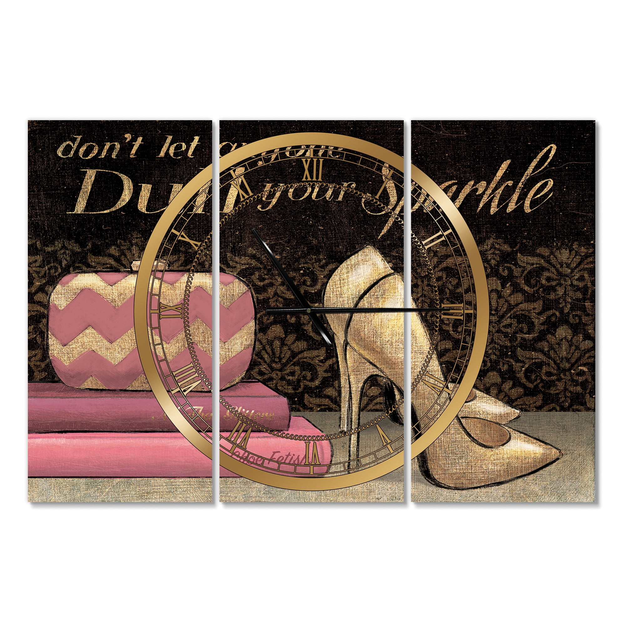 Designart 'Gold Fashions High Heels' Traditional wall clock