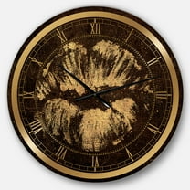 Designart 'Gold Fashions Lips' Glam wall clock