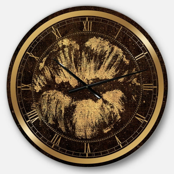Designart 'Gold Fashions Lips' Glam wall clock