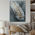 thumbnail image 1 of Designart "Gold Feather Wanderlust II" Glam Feather Wall Art Print, 1 of 5