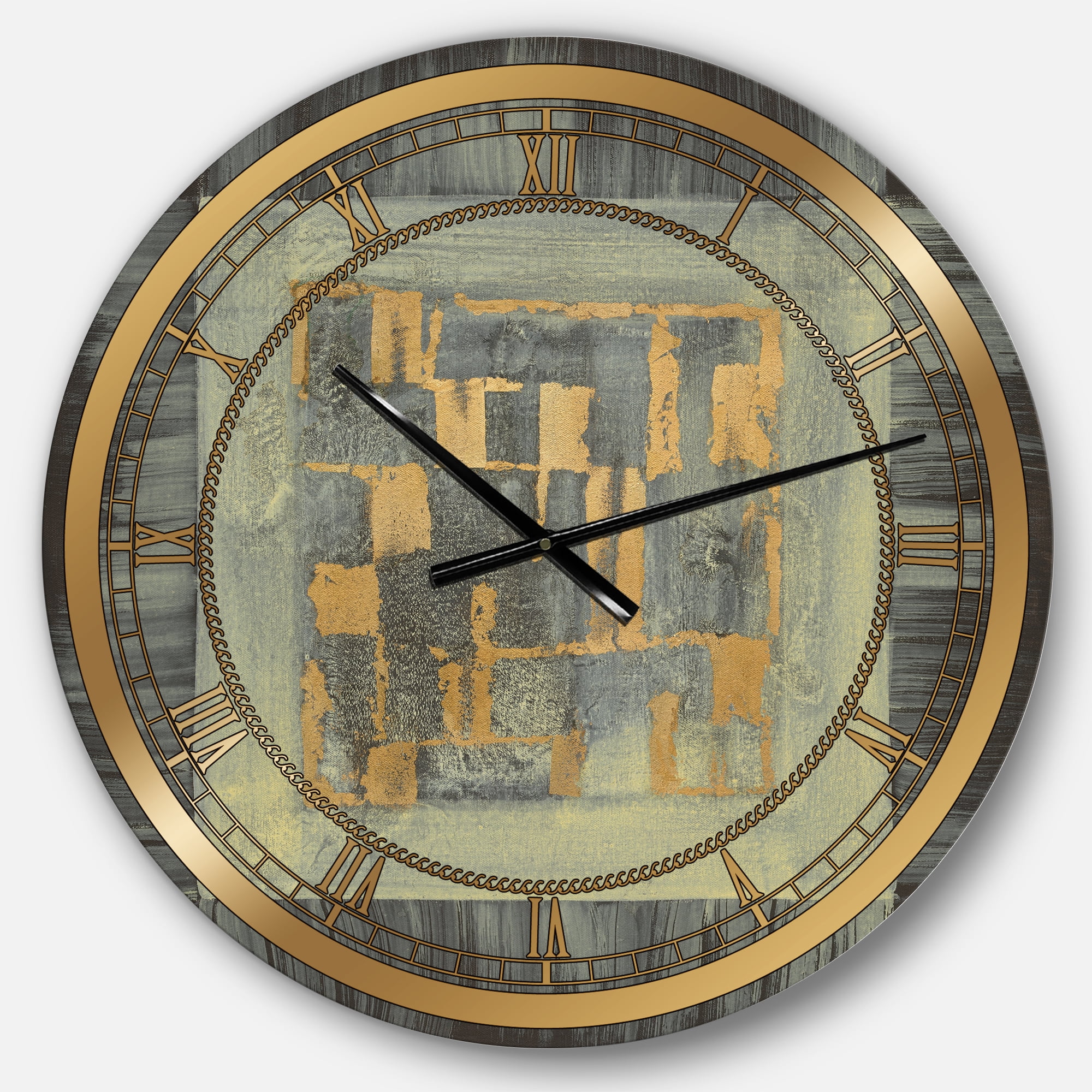 Designart 'Gold Geometric Tapestry II' Glam wall clock