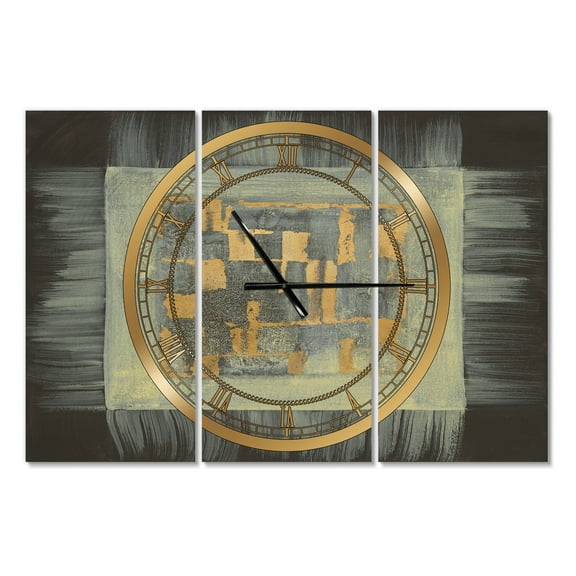 Designart 'Gold Geometric Tapestry II' Modern Wall Clock
