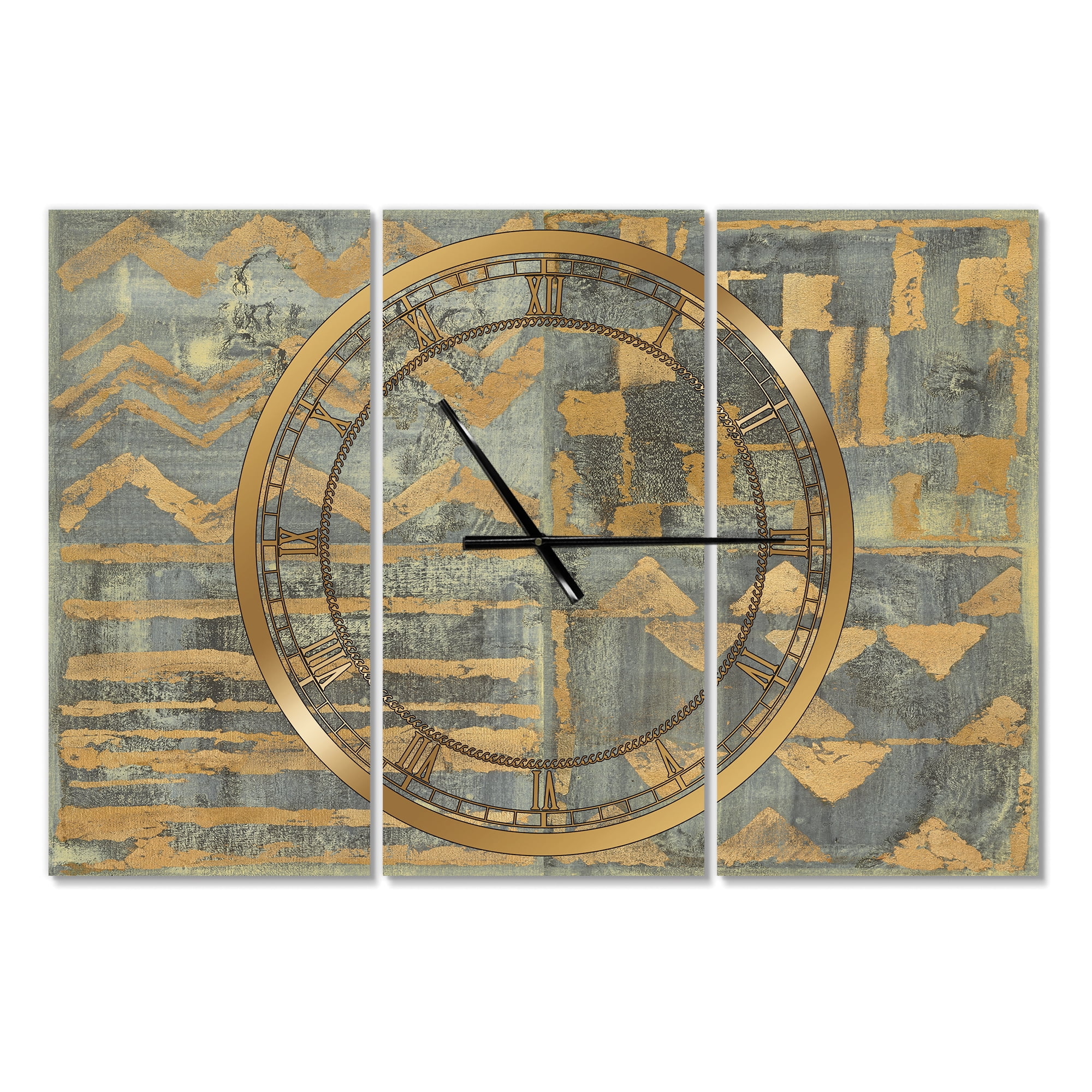 Designart 'Gold Geometric Tapestry III' Modern Wall Clock