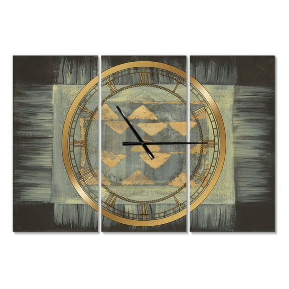Designart 'Gold Geometric Tapestry' Modern wall clock