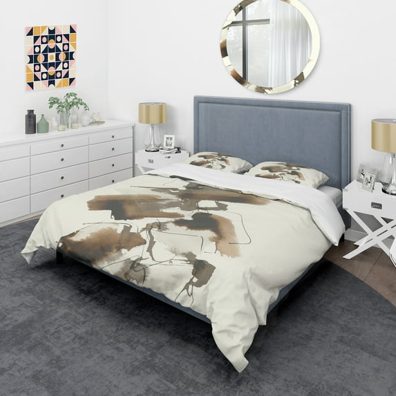 Designart 'Gold Glam Squares I' Glam Duvet Cover Set