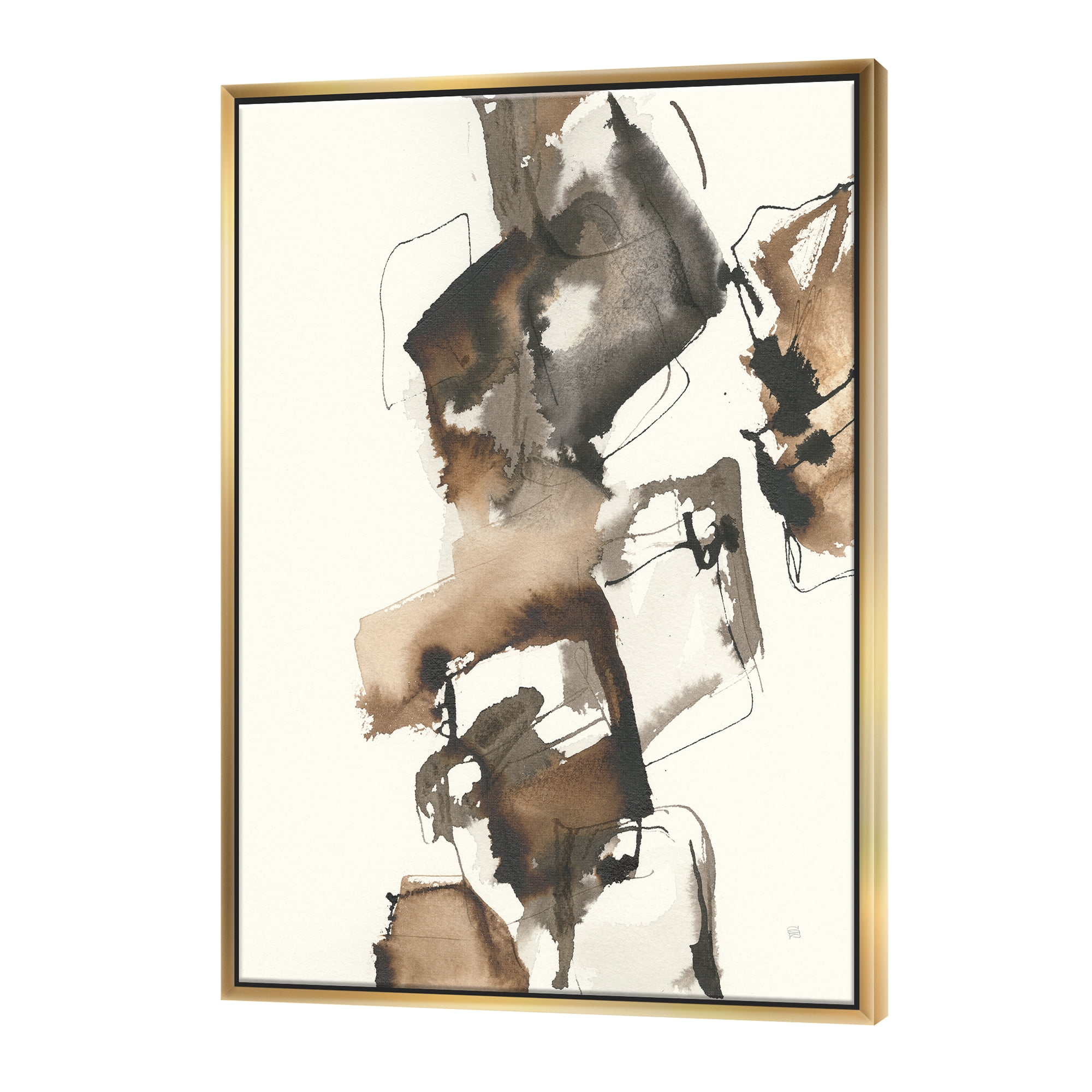 Designart ' Gold Glam Squares II ' Modern & Contemporary Framed Canvas