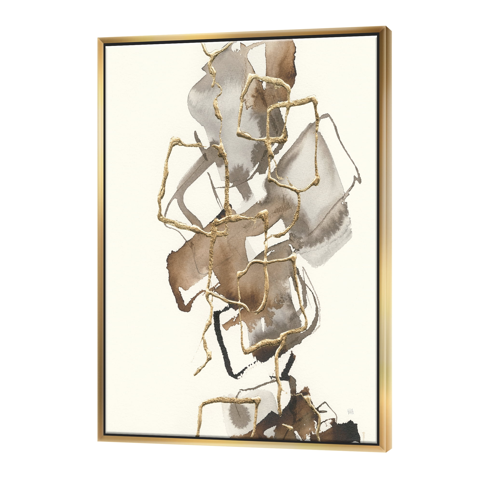 Designart ' Gold Glam Squares III ' Modern & Contemporary Framed Canvas