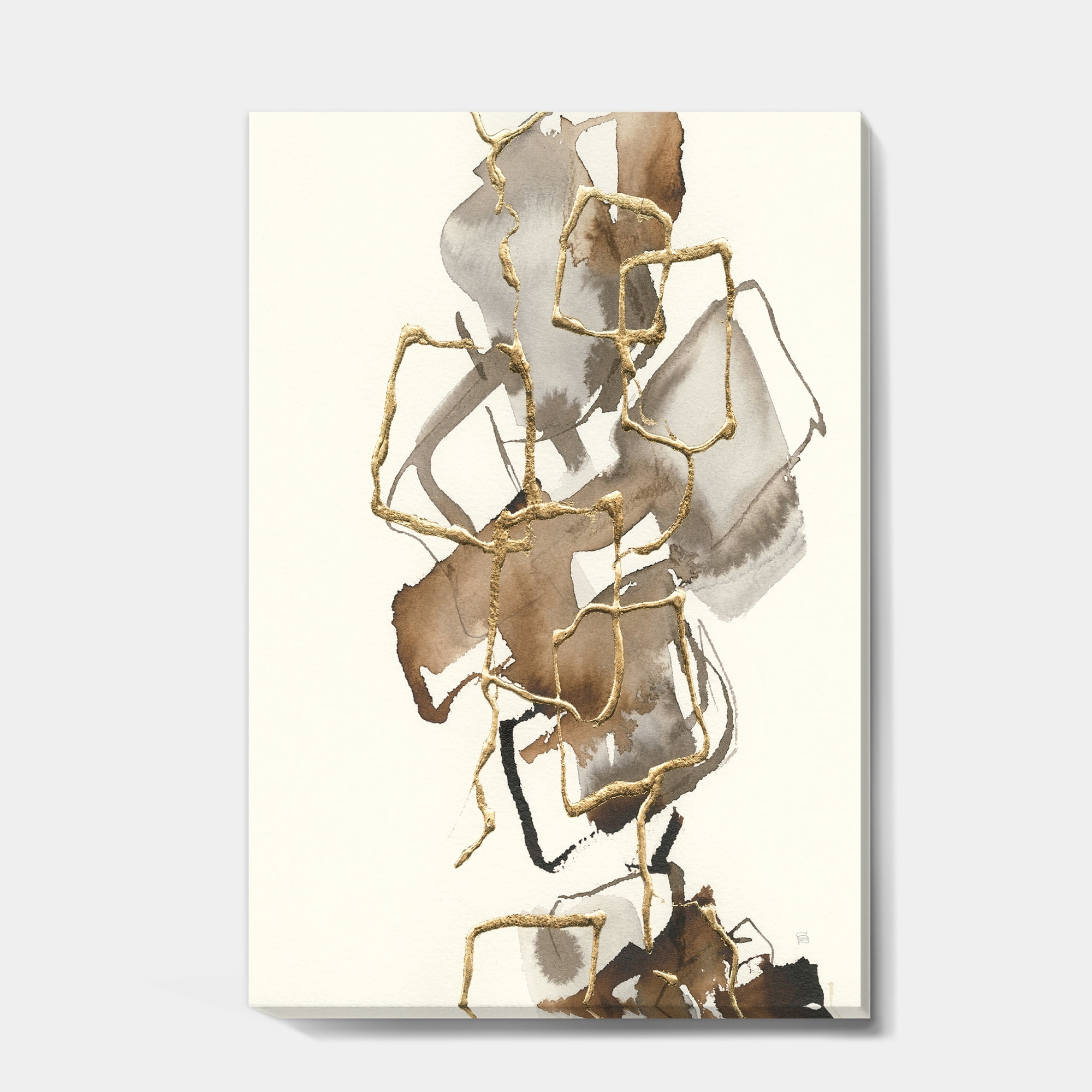 Designart 'Gold Glam Squares III' Modern & Contemporary Premium Canvas Wall Art