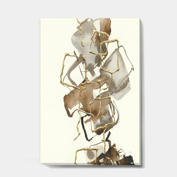 Designart 'Gold Glam Squares III' Modern & Contemporary Premium Canvas Wall Art