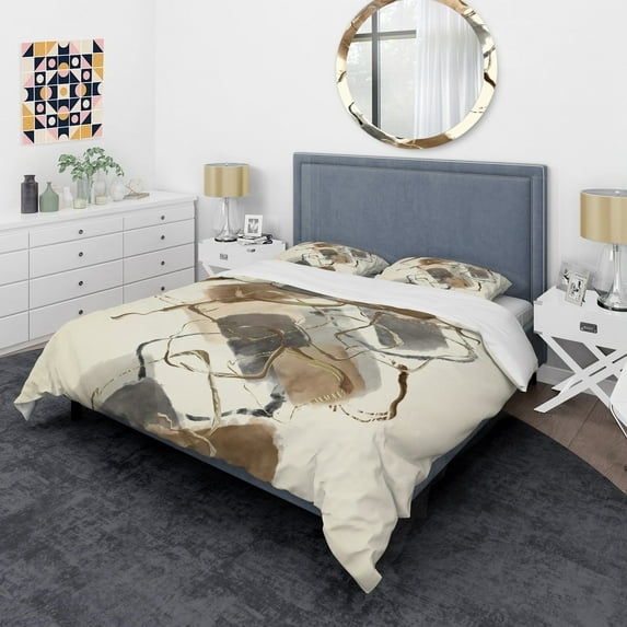 Designart 'Gold Glam Squares IV' Glam Duvet Cover Set