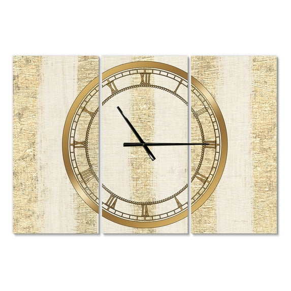 Designart 'Gold Glam Stipes Pattern' Traditional wall clock