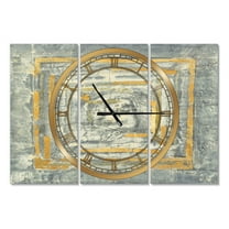 Designart 'Gold Glam on Grey Tapestry II' Modern Wall Clock