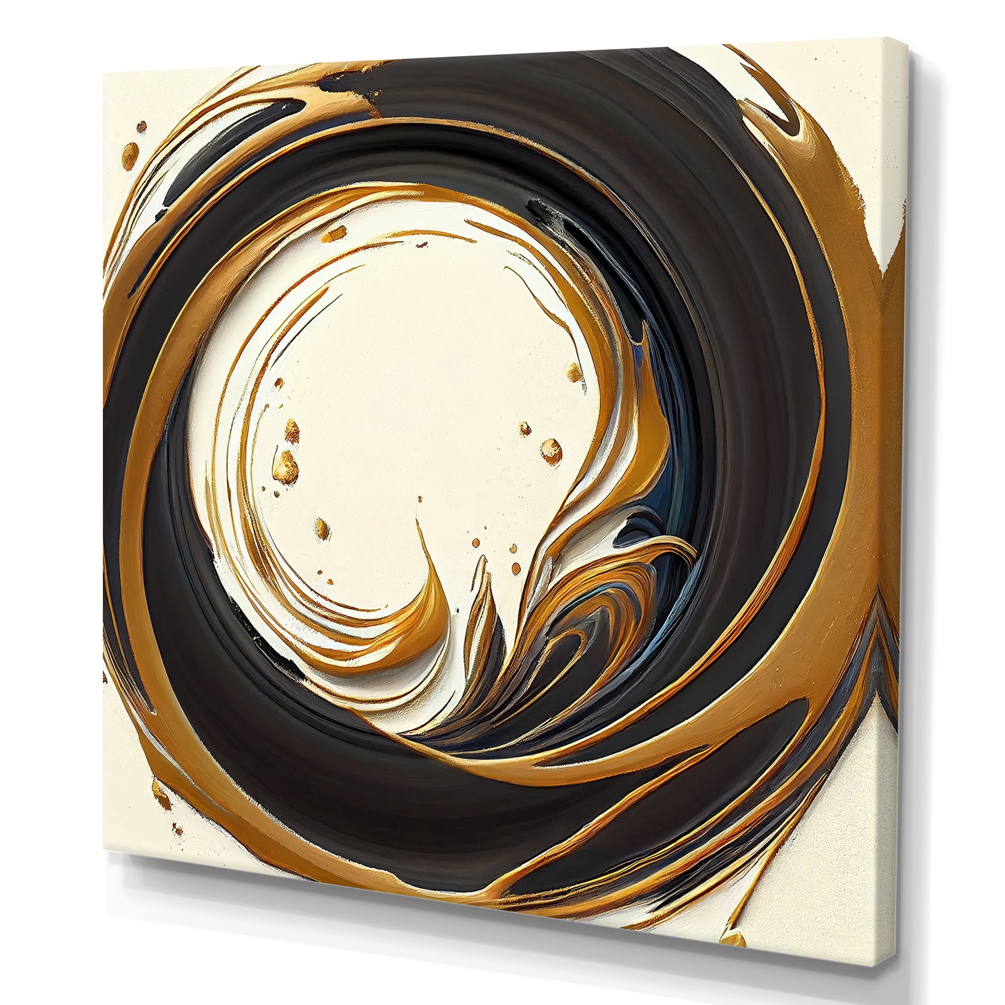 Designart Gold Glamour Circle 1 I Canvas Wall Art