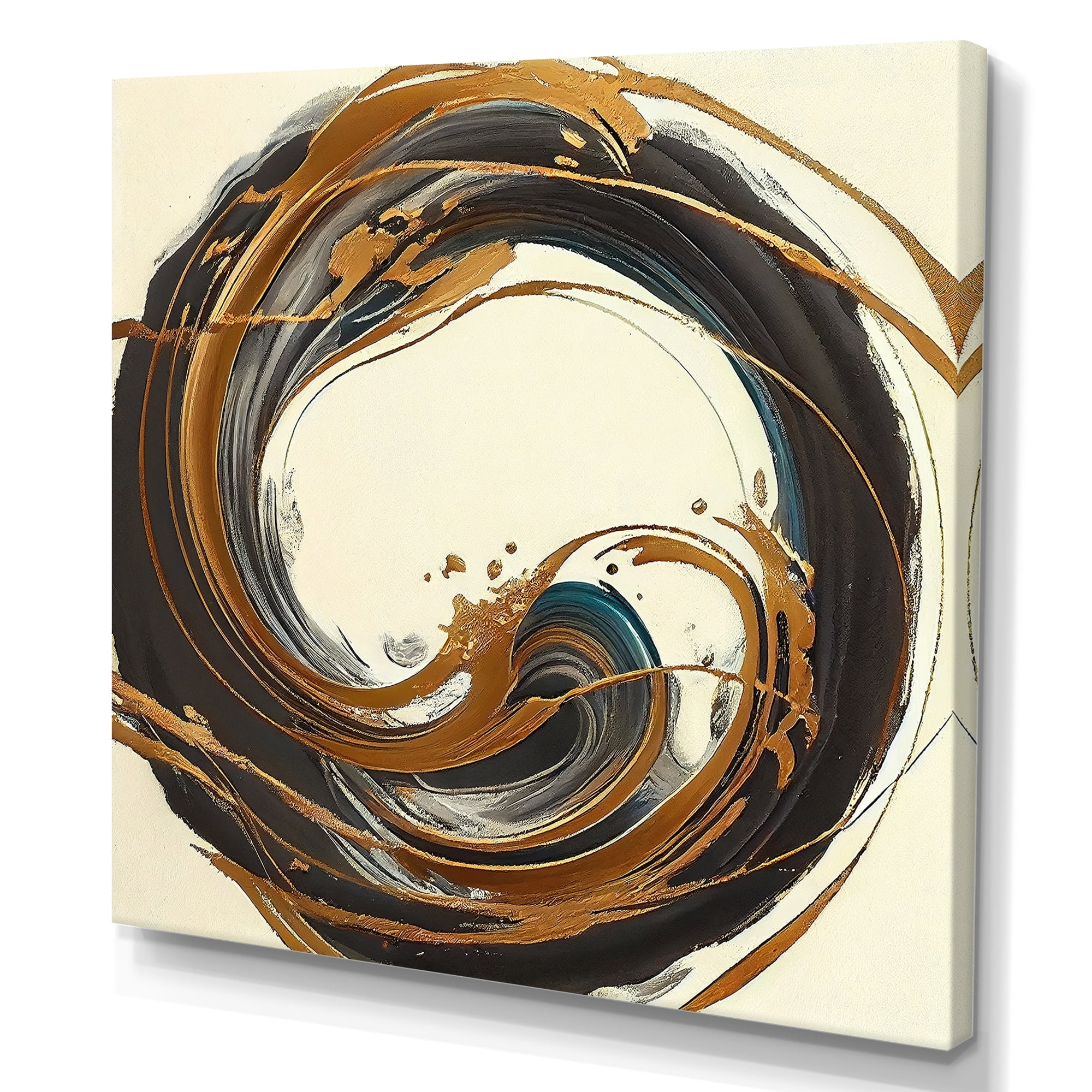 Designart Gold Glamour Circle I Canvas Wall Art
