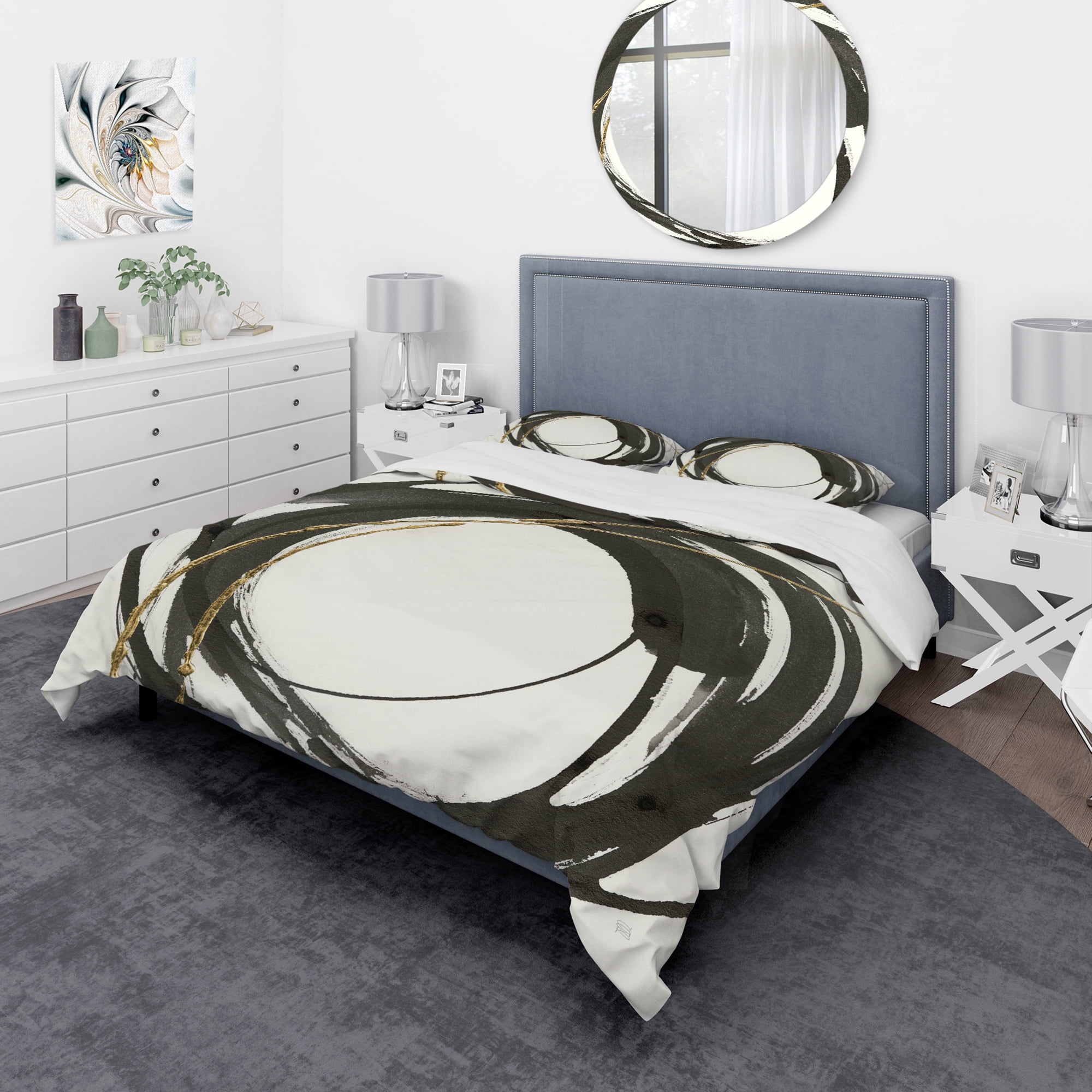Designart 'Gold Glamour Circle I' Geometric Duvet Cover Set