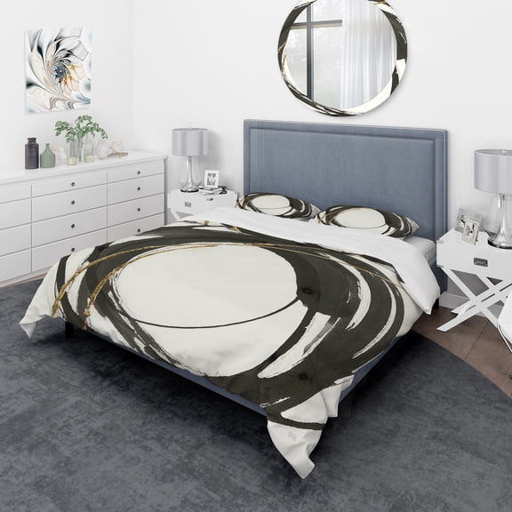 Designart 'Gold Glamour Circle I' Geometric Duvet Cover Set