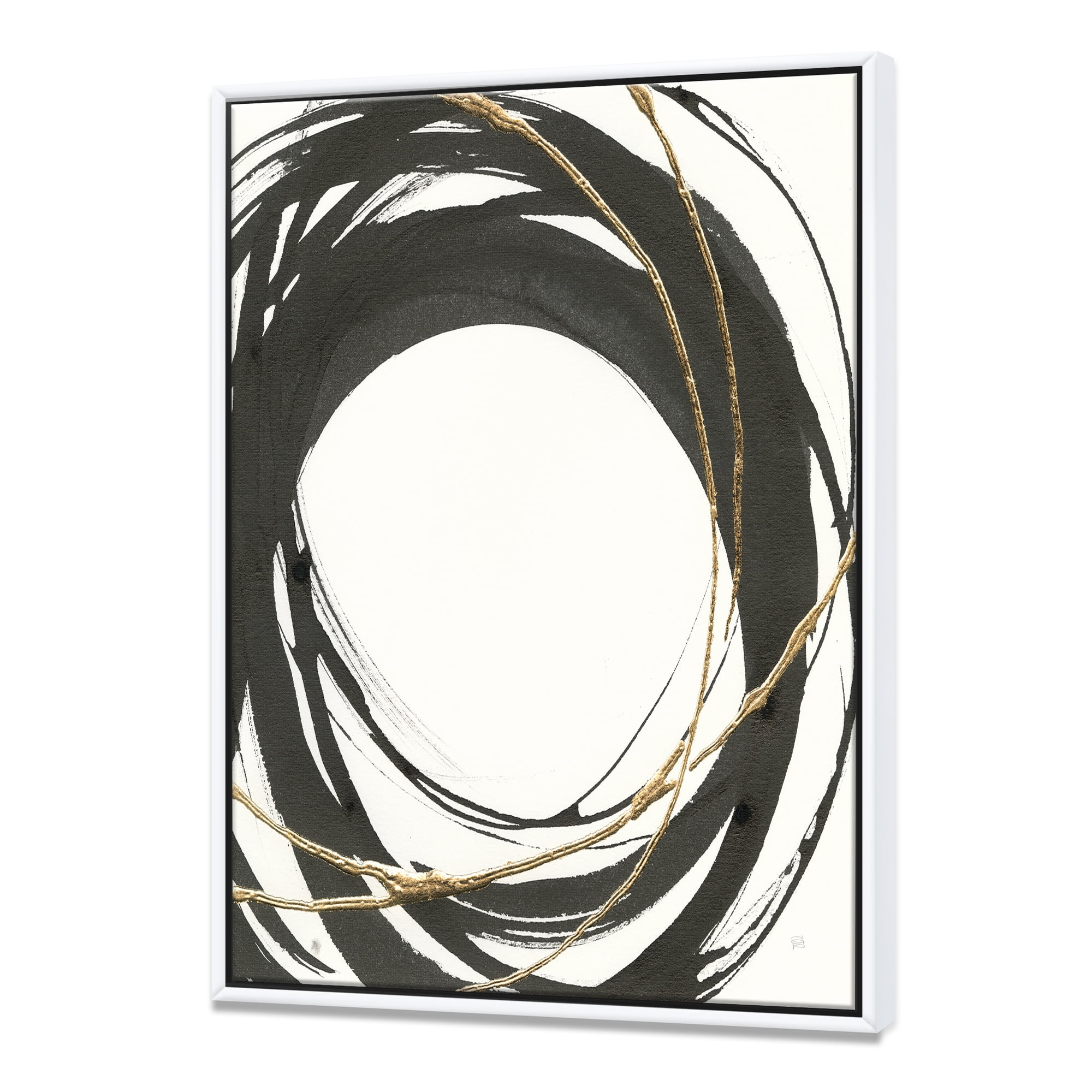 Designart ' Gold Glamour Circle II ' Posh & Luxe Framed Canvas