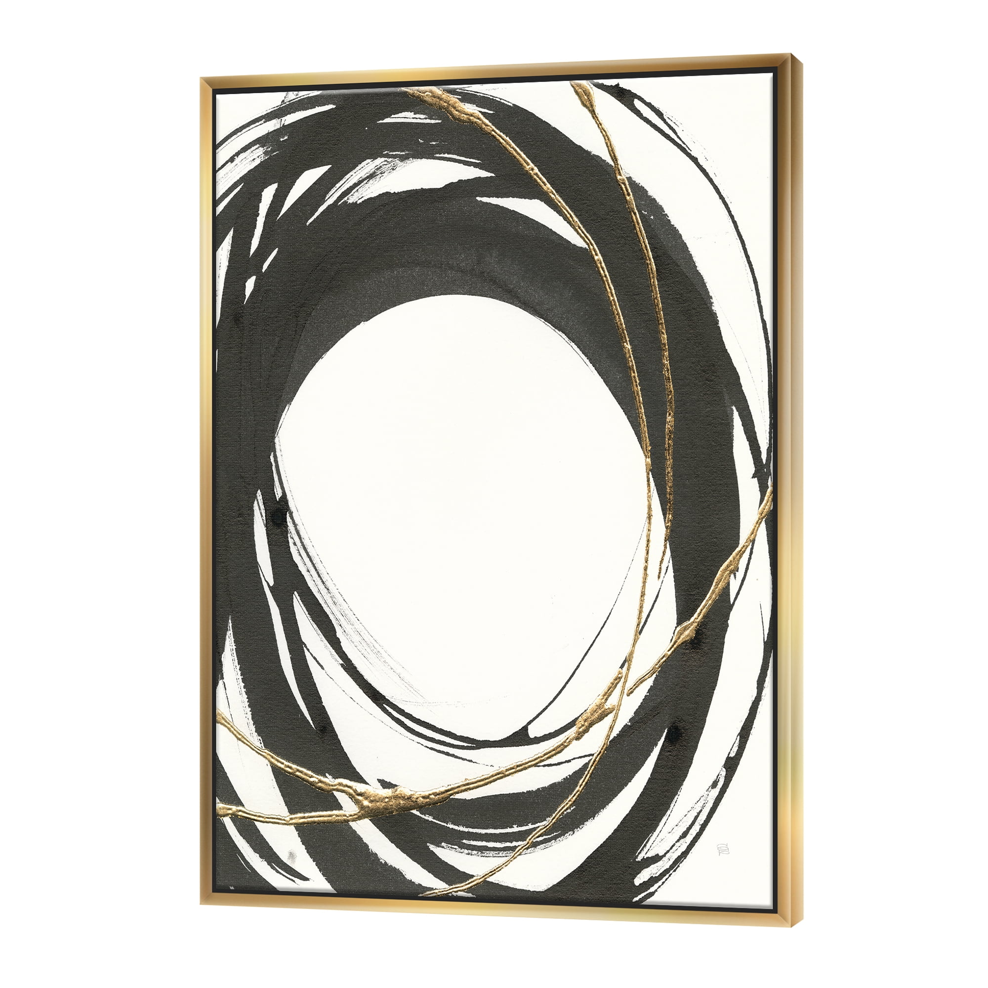 Designart ' Gold Glamour Circle II ' Posh & Luxe Framed Canvas