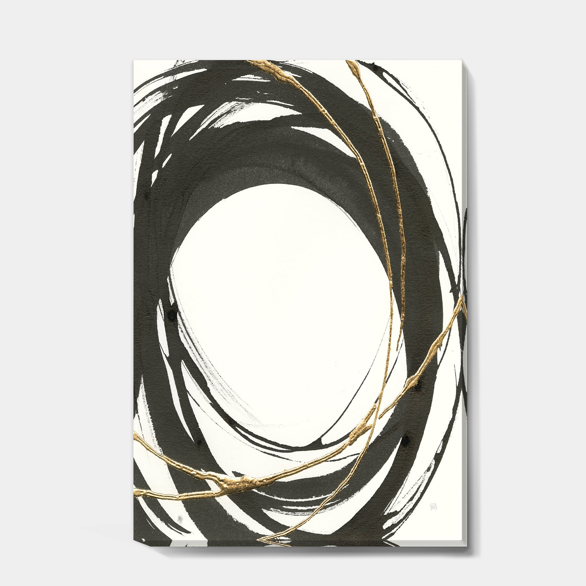 Gold and Black Abstract Canvas Wall Art 24" x 32"