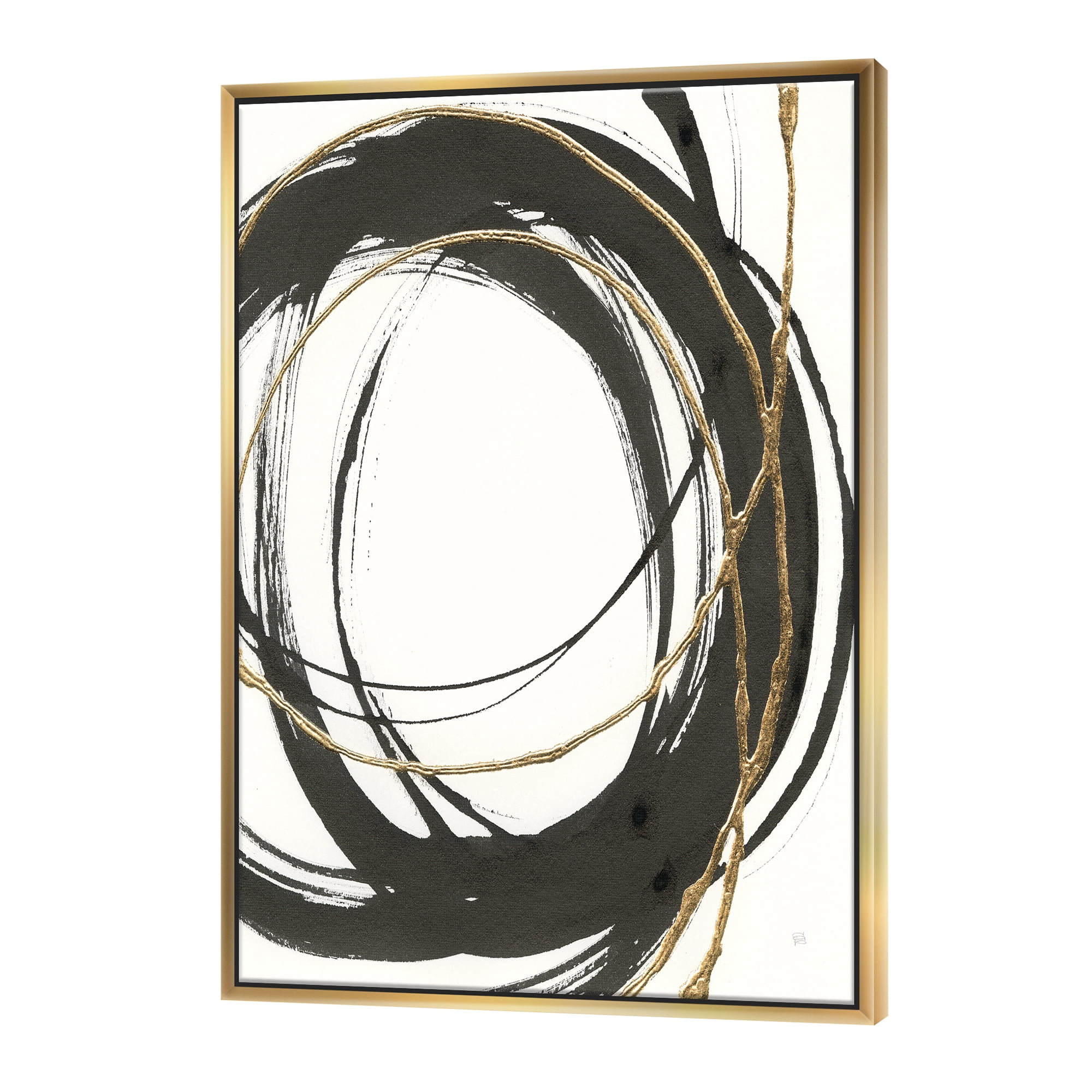 Designart ' Gold Glamour Circle III ' Posh & Luxe Framed Canvas