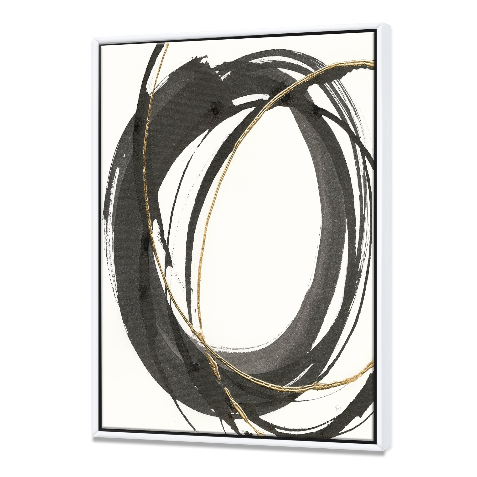 Designart ' Gold Glamour Circle IV ' Posh & Luxe Framed Canvas