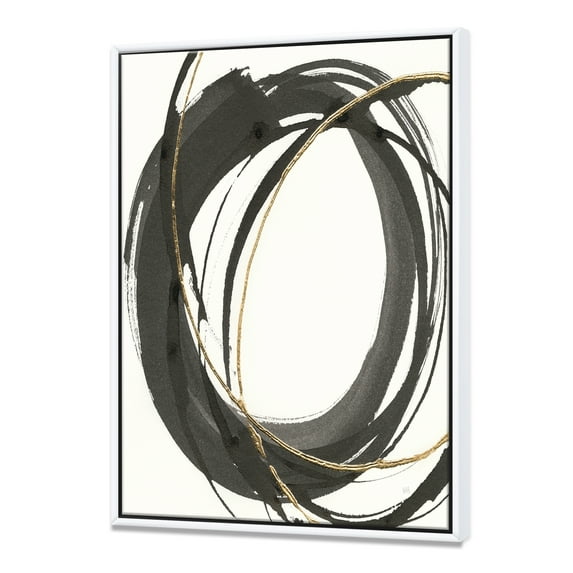 Designart ' Gold Glamour Circle IV ' Posh & Luxe Framed Canvas