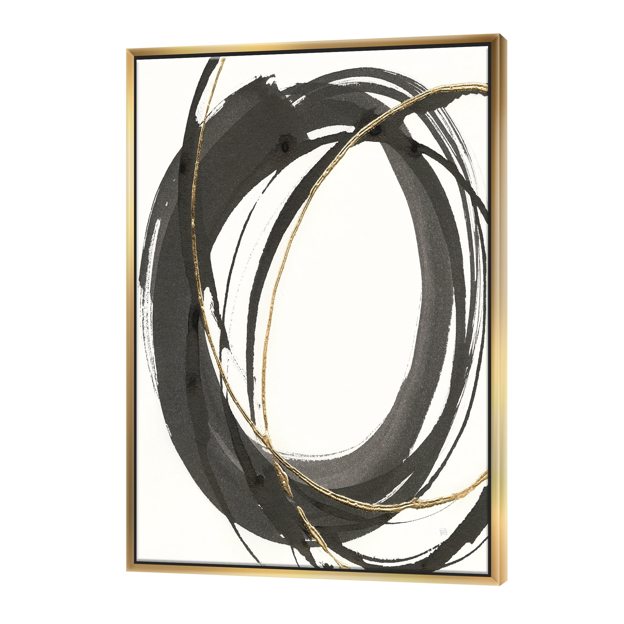 Designart ' Gold Glamour Circle IV ' Posh & Luxe Framed Canvas