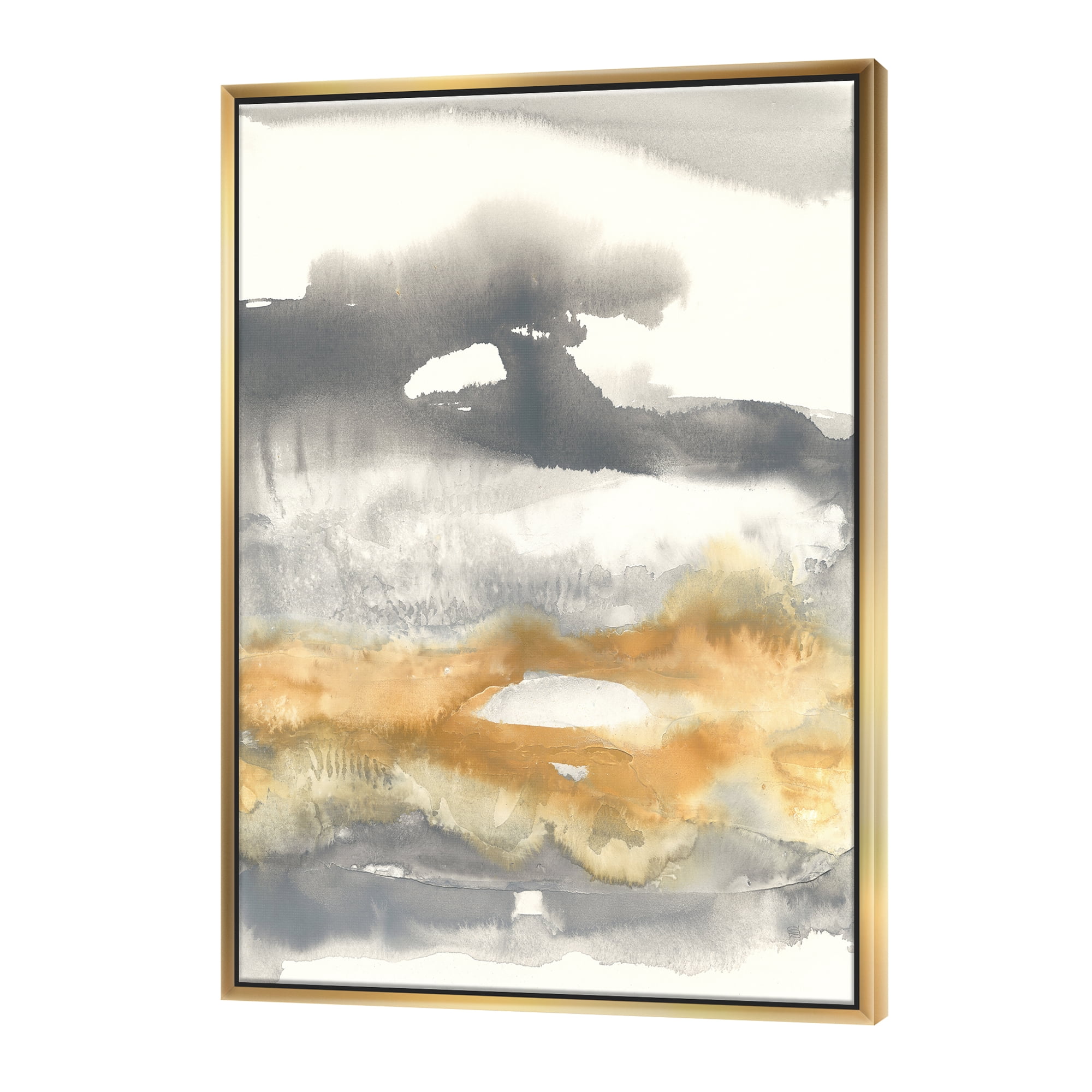 Designart ' Gold Glamour Direction I ' Modern & Contemporary Framed Canvas