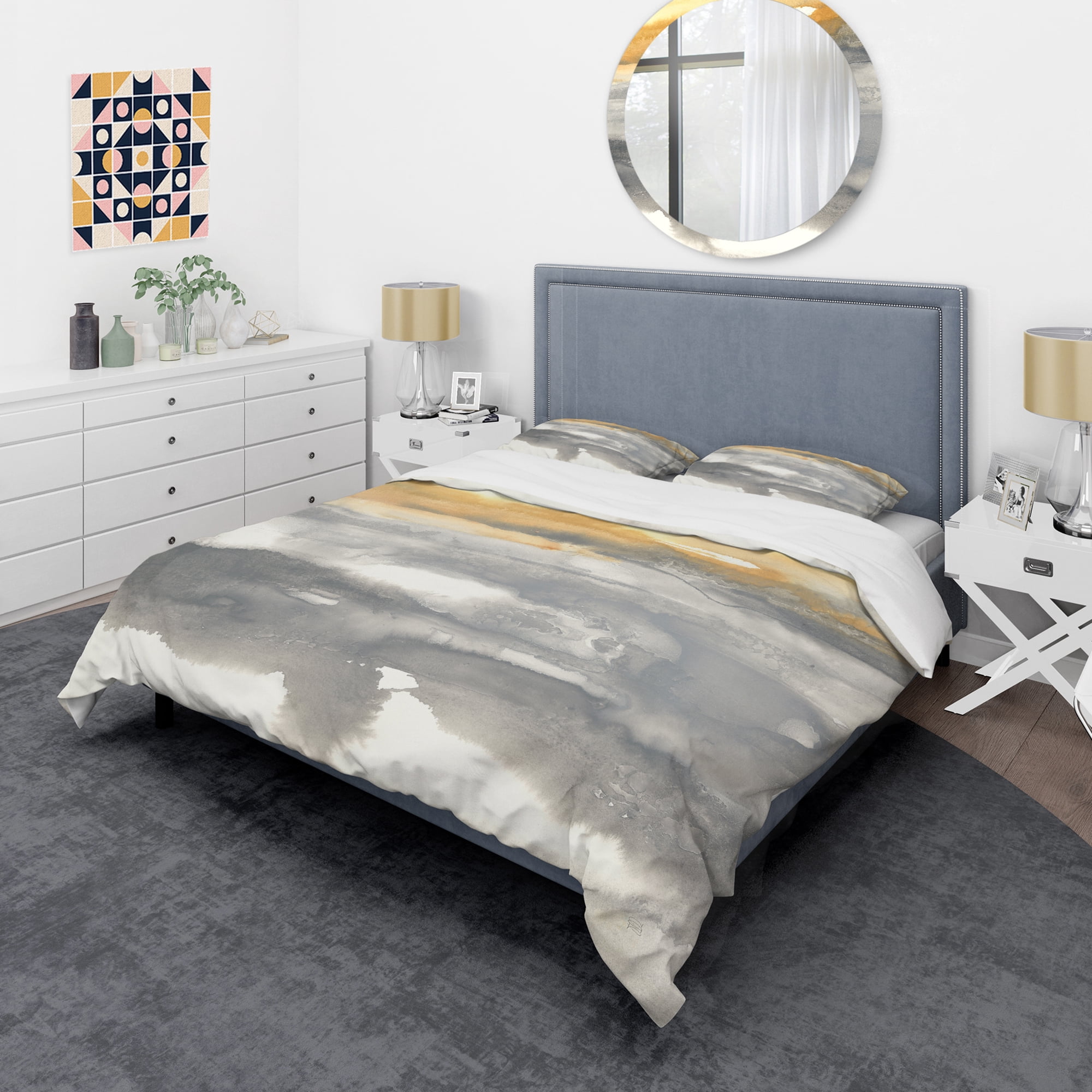 Designart 'Gold Glamour Direction II' Glam Duvet Cover Set