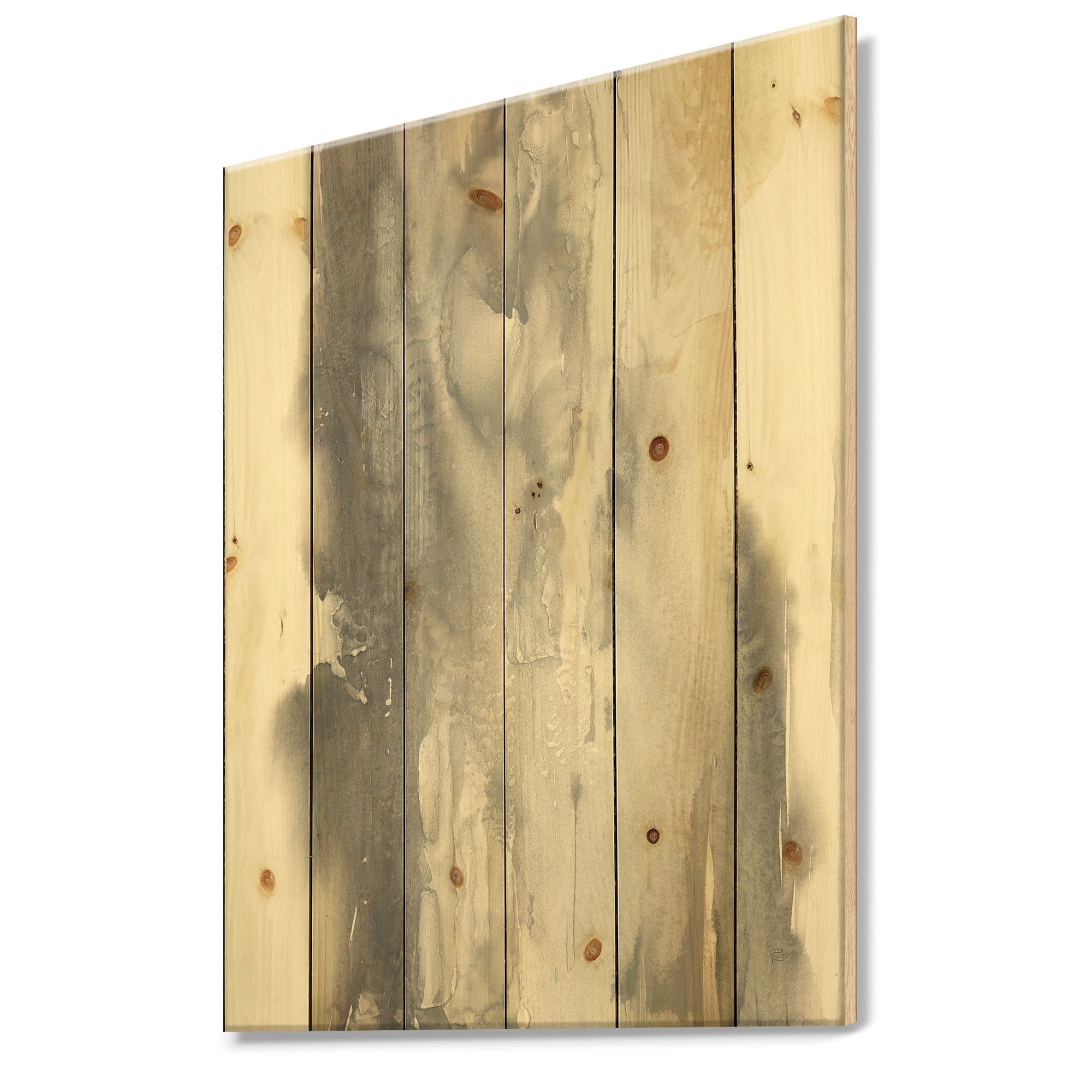 Designart 'Gold Glamour Direction II' Modern & Contemporary Print on Natural Pine Wood