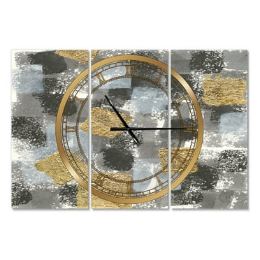 Designart 'Gold Glamour Squares II' Modern Wall Clock