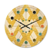 Designart 'Gold Glittering Lines Retro Pattern' Mid-Century Modern Wood Wall Clock