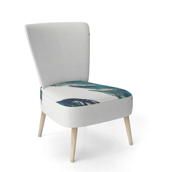 Designart "Gold Indigo Feathers III" Upholstered Modern Bohemian Accent Chair - Arm Chair