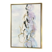Designart ' Gold Lines on Pastel I ' Modern Glam Framed Canvas