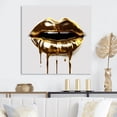 thumbnail image 1 of Designart "Gold Lips Of Luxury VI" Fashion Canvas Wall Art, 1 of 5
