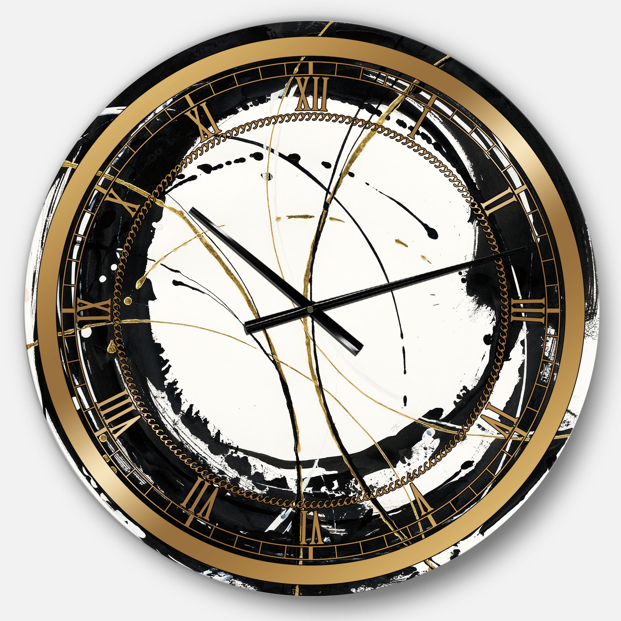 Designart 'Gold Metallic Circle' Metal Wall Clock