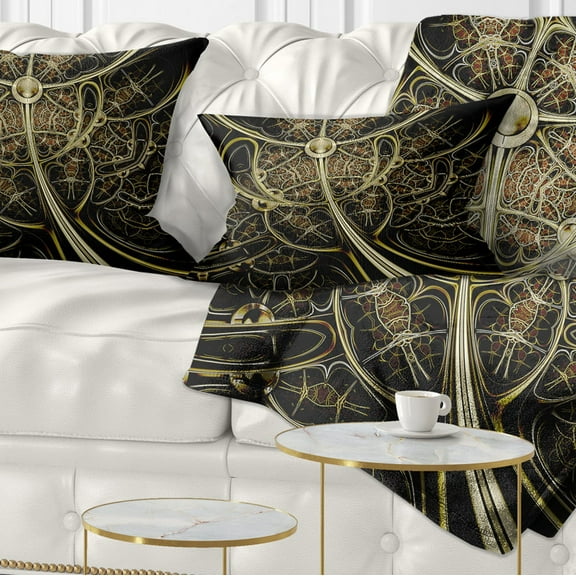 Designart Gold Metallic Fabric Pattern - Abstract Throw Pillow - 12x20