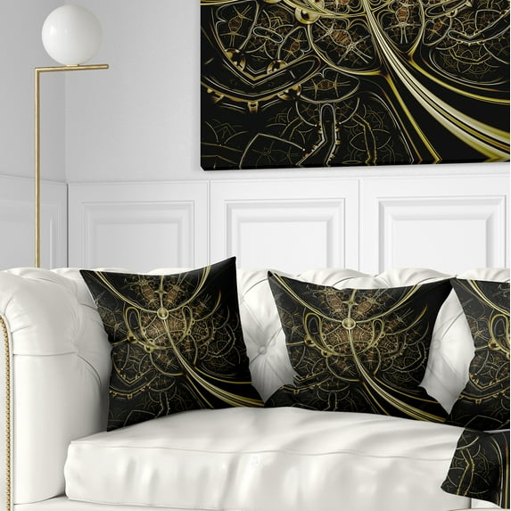 Designart Gold Metallic Fabric Pattern - Abstract Throw Pillow - 16x16