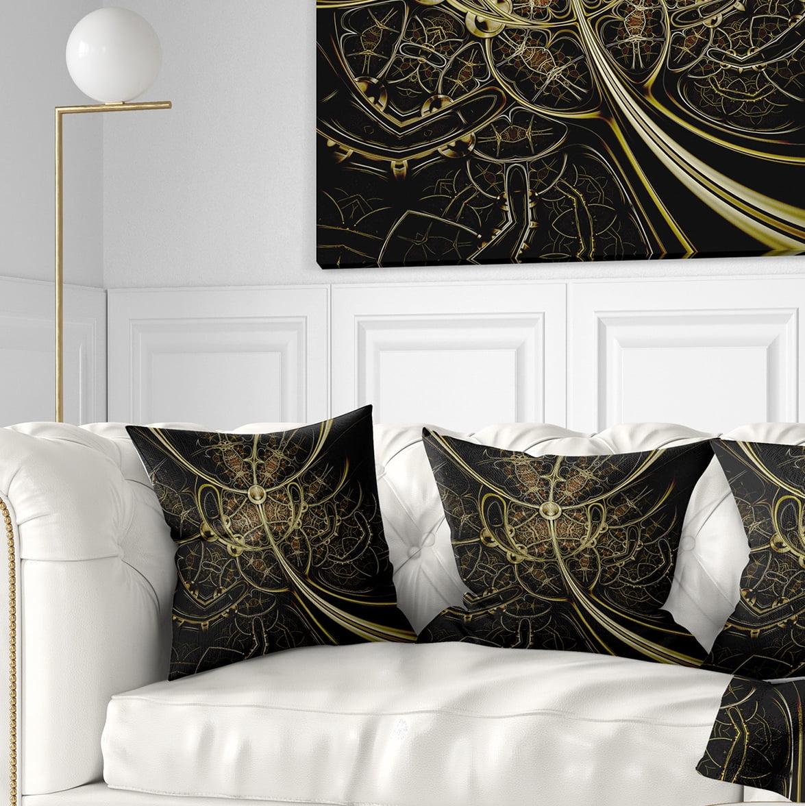 Designart Gold Metallic Fabric Pattern - Abstract Throw Pillow - 18x18