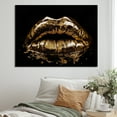 thumbnail image 1 of Designart "Gold Metallic Lips" Fashion Canvas Print, 1 of 5