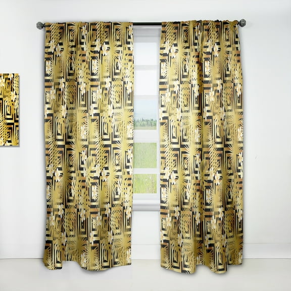 Designart 'Gold Modern Luxury Pattern' Mid-Century Modern Curtain Panel