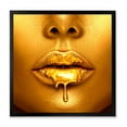 thumbnail image 1 of Designart 'Gold Paint Drips From Sexy Girl Lips' Modern Framed Art Print, 1 of 4