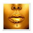 thumbnail image 1 of Designart 'Gold Paint Drips From Sexy Girl Lips' Modern Framed Art Print, 1 of 4