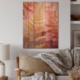 thumbnail image 1 of Designart "Gold Pink Fern Fonds Glamorous Foliage" Floral Print on Natural Pine Wood, 1 of 5