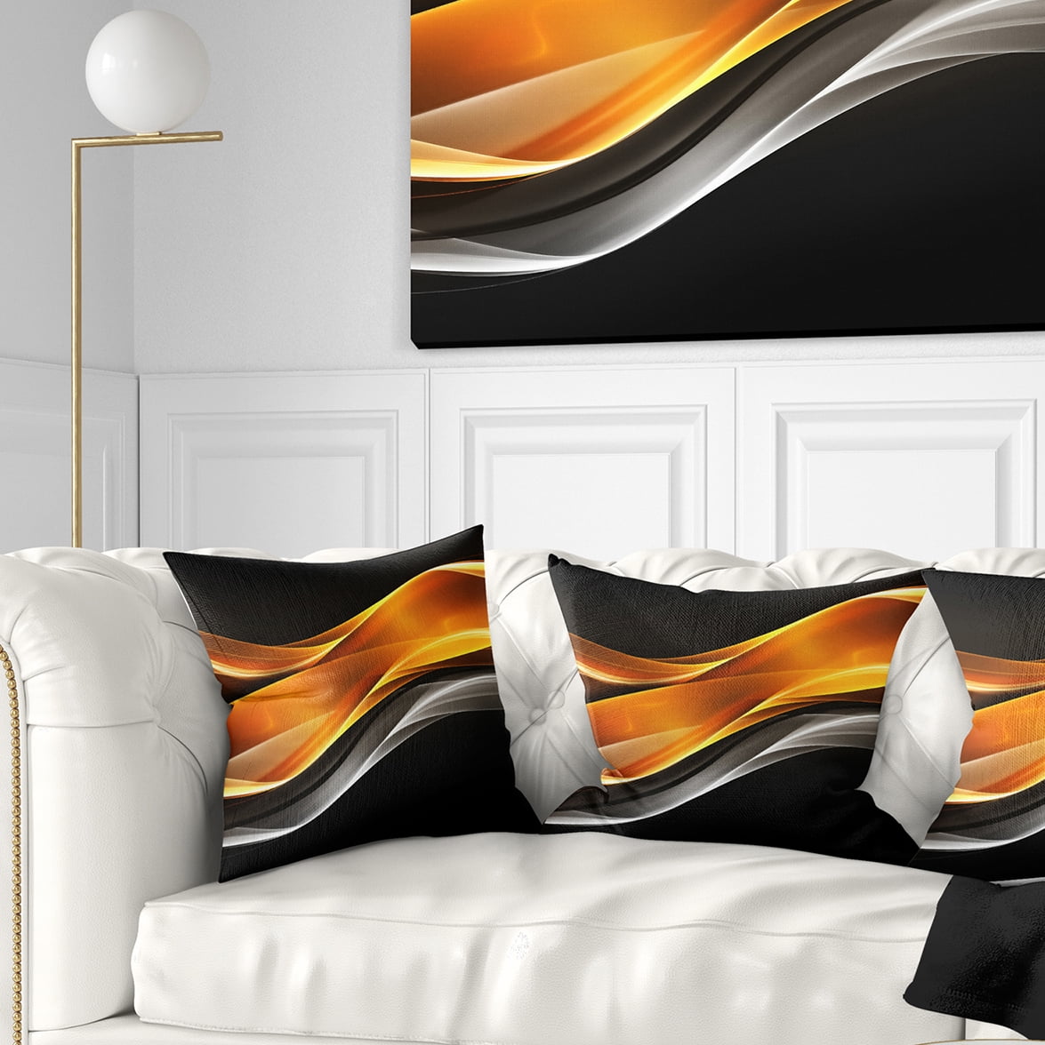 Designart Gold Pink Inward Waves - Abstract Throw Pillow - 18x18