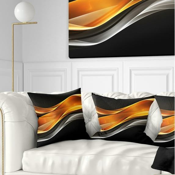 Designart Gold Pink Inward Waves - Abstract Throw Pillow - 18x18