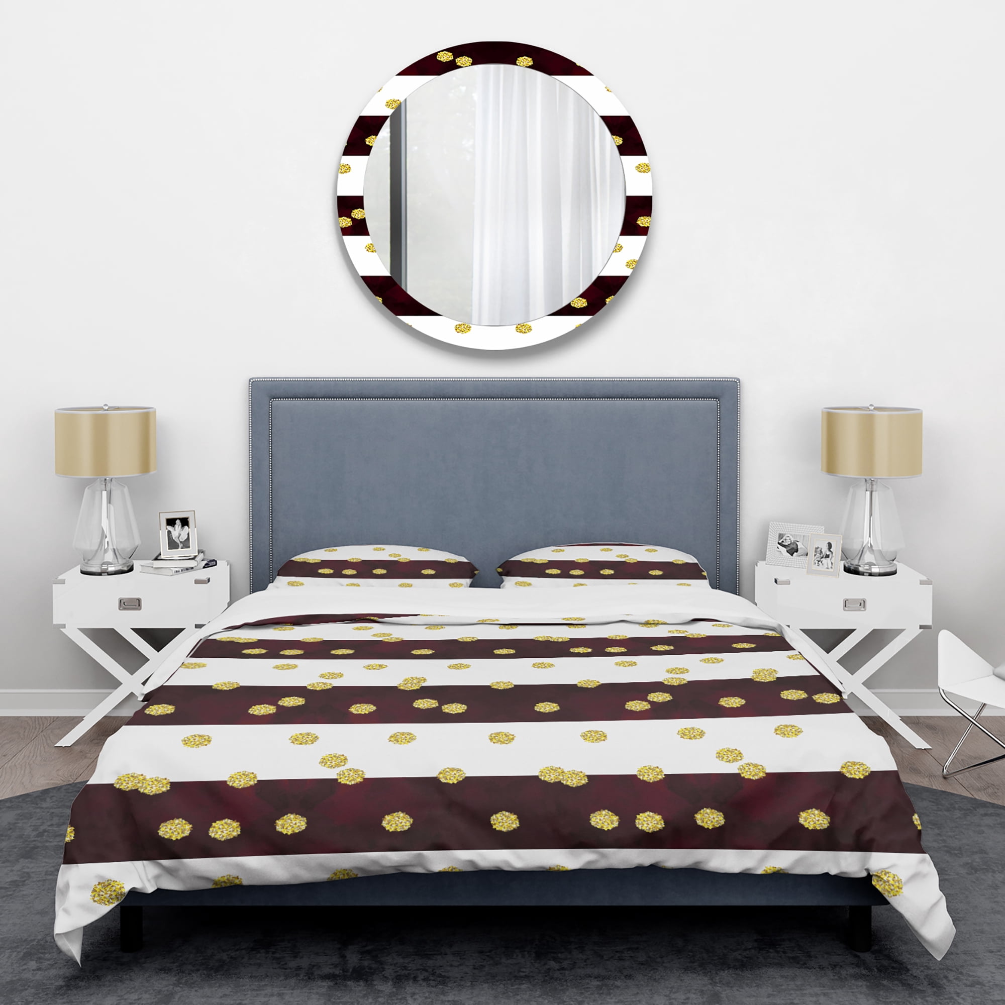 Designart 'Gold Polka Dot Pattern I' Mid-Century Modern Duvet Cover Set